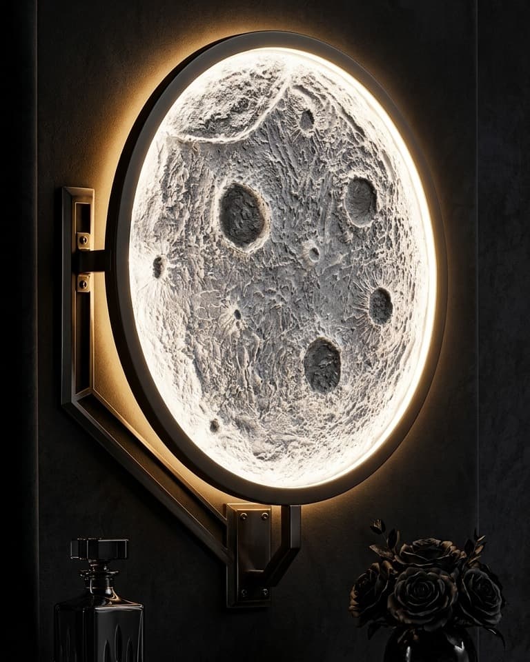 LED-3D Textured Moon Wall Art - LED Backlit Decor